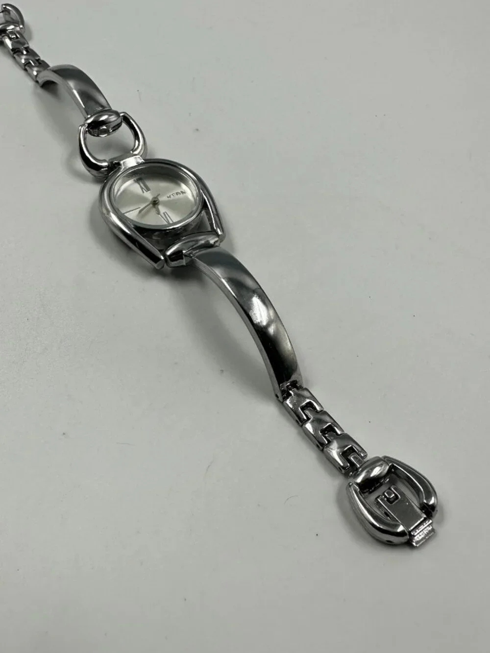3/$30 YFan Watch Women Silver Tone Horsebit Style Dial New Battery 7.5 